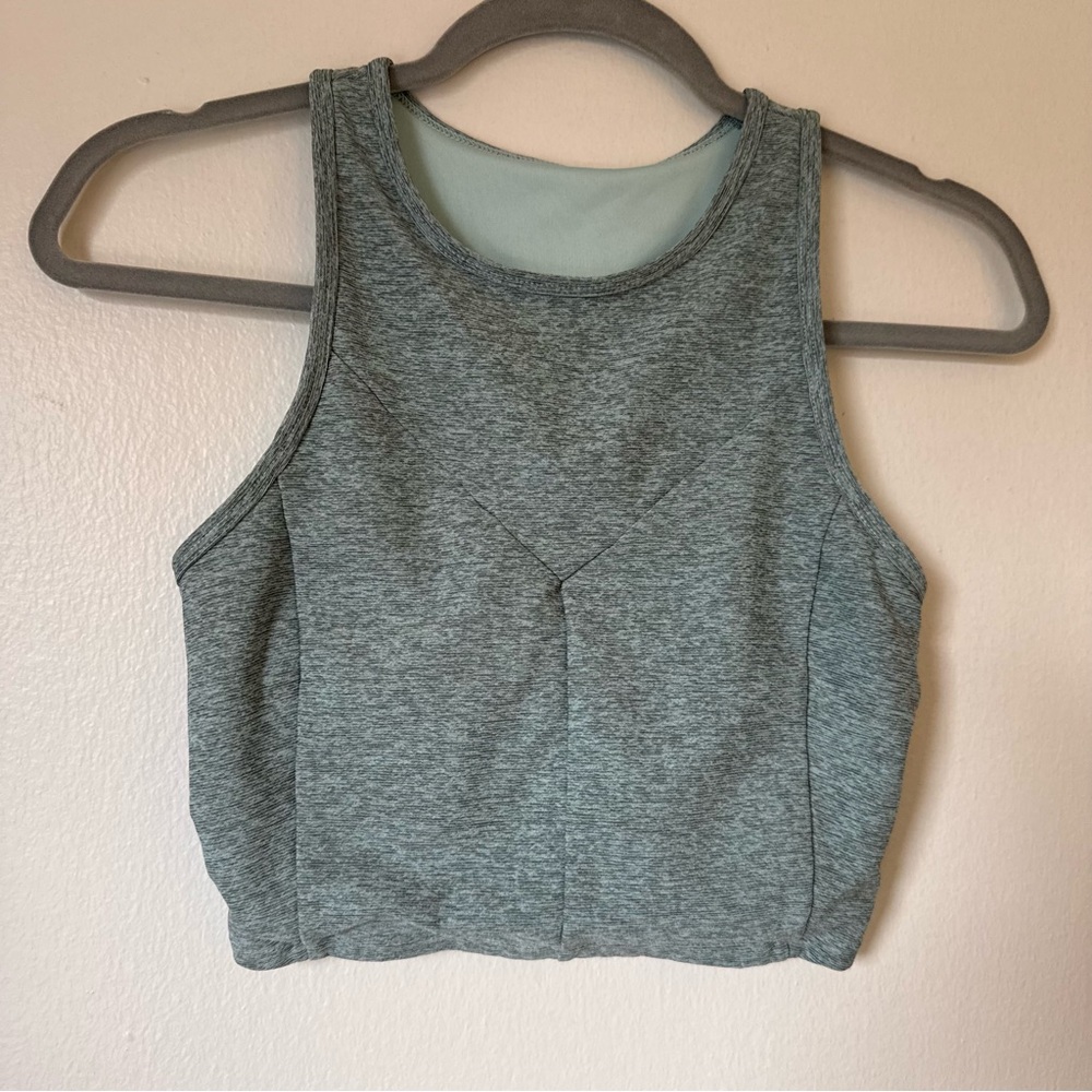 JoyLab Heathered blue openback Cropped Tank Top